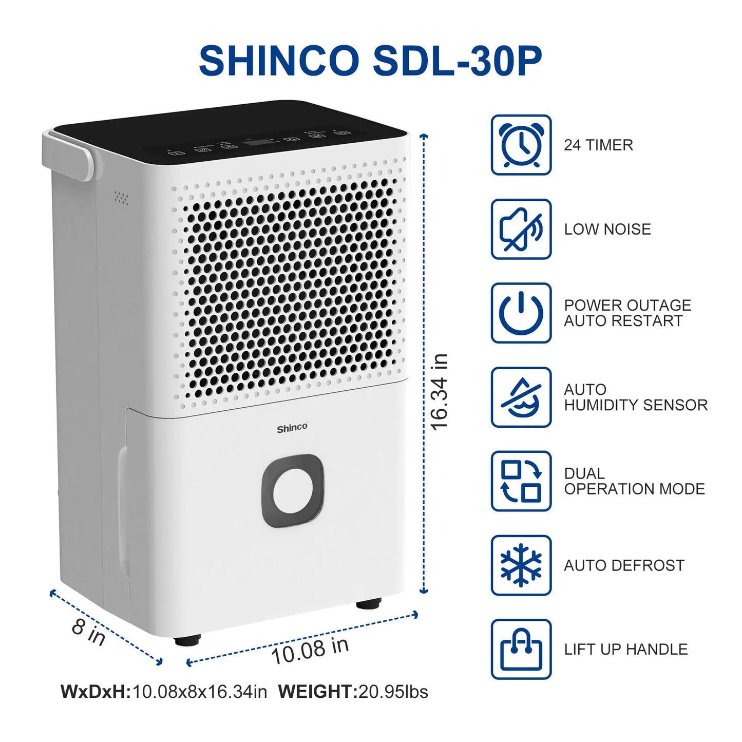Shinco 30 Pint Dehumidifier For Home And Basements Drain Hose