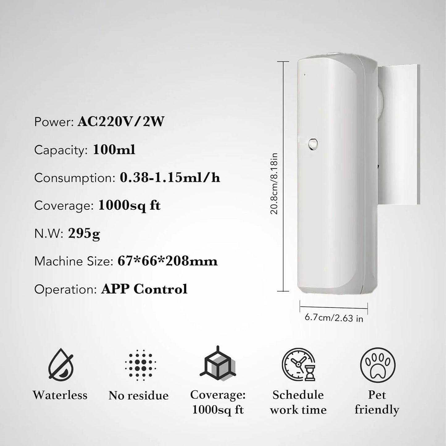 NAMSTE Plug In Smart Bluetooth Oil Diffuser Rooms Waterless Aromatherapy