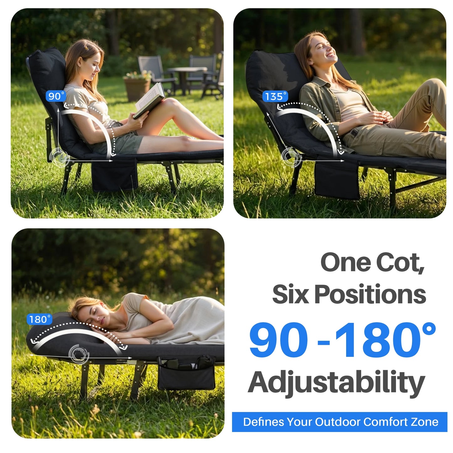 JHK Folding Camping Cot With Mattress, Lightweight 450 Lb Capacity