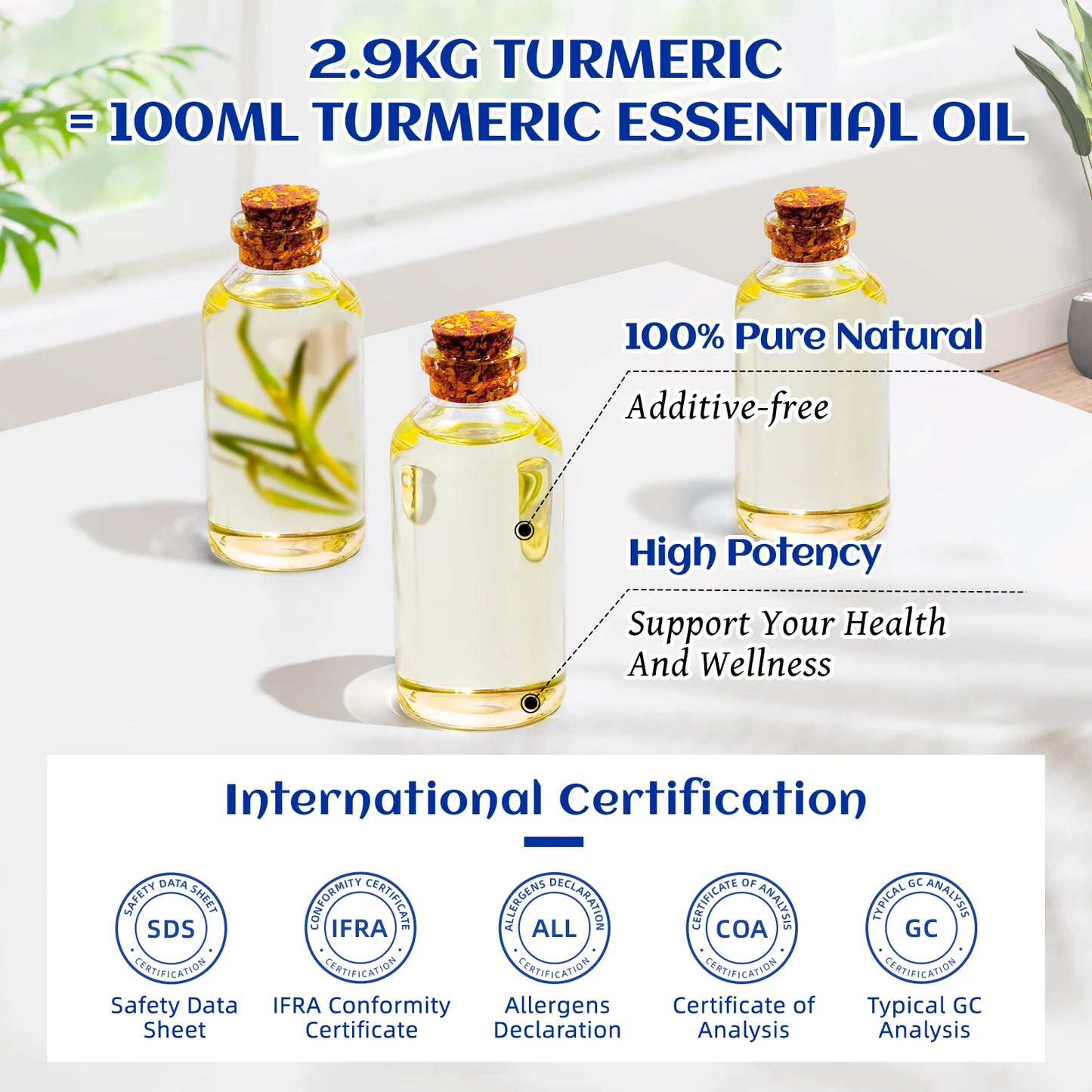 HIQILI Turmeric Essential Oil Pure Curcuma Longa For Diffuser
