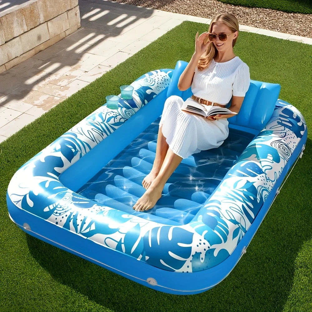 Joyfy 4 In 1 Suntan Pool Floats With Headrest And Drink Holders