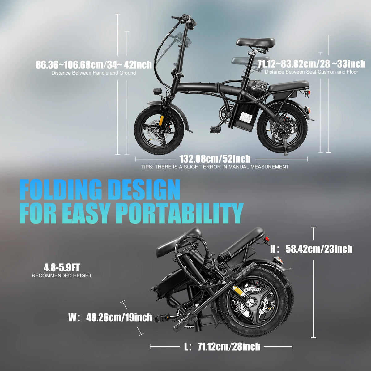 Hezzo T5 Lightweight Folding Electric Bike for Adults 750W Commuter