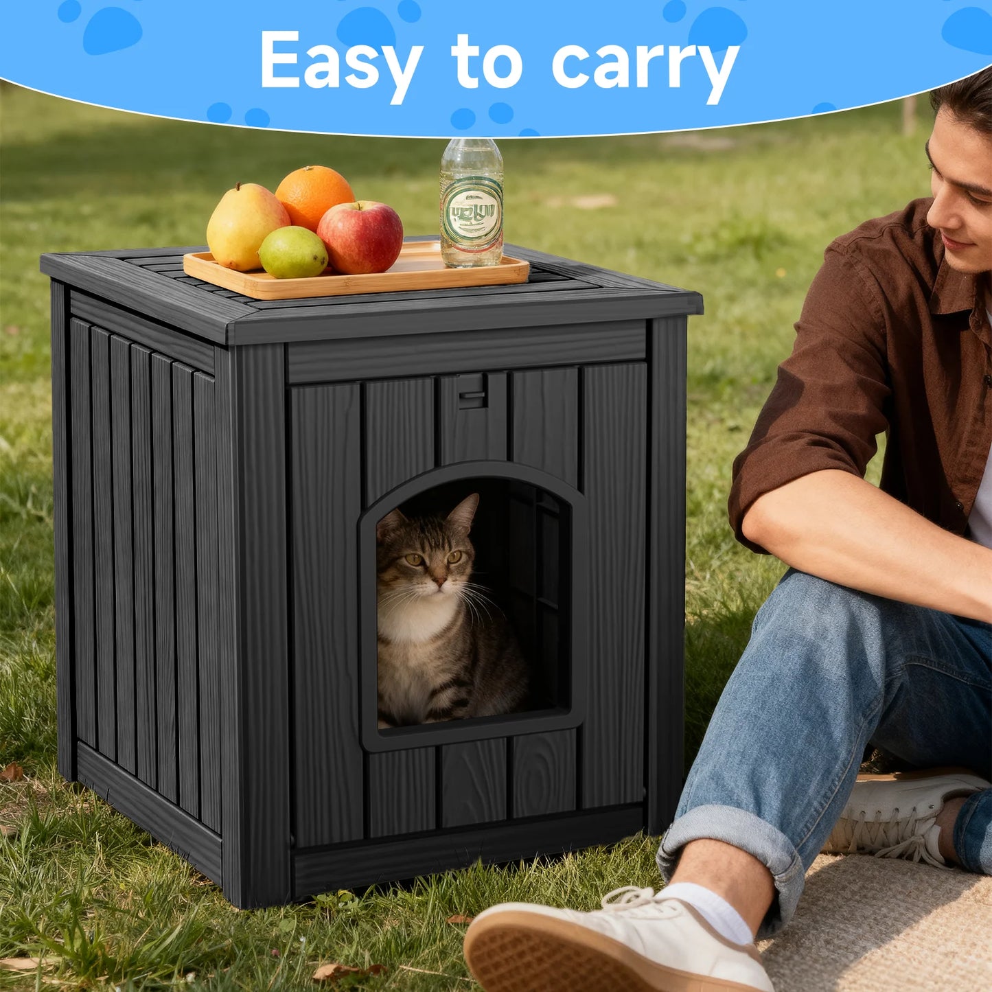 Waterproof Resin Cat House and Pet Kennel End Table