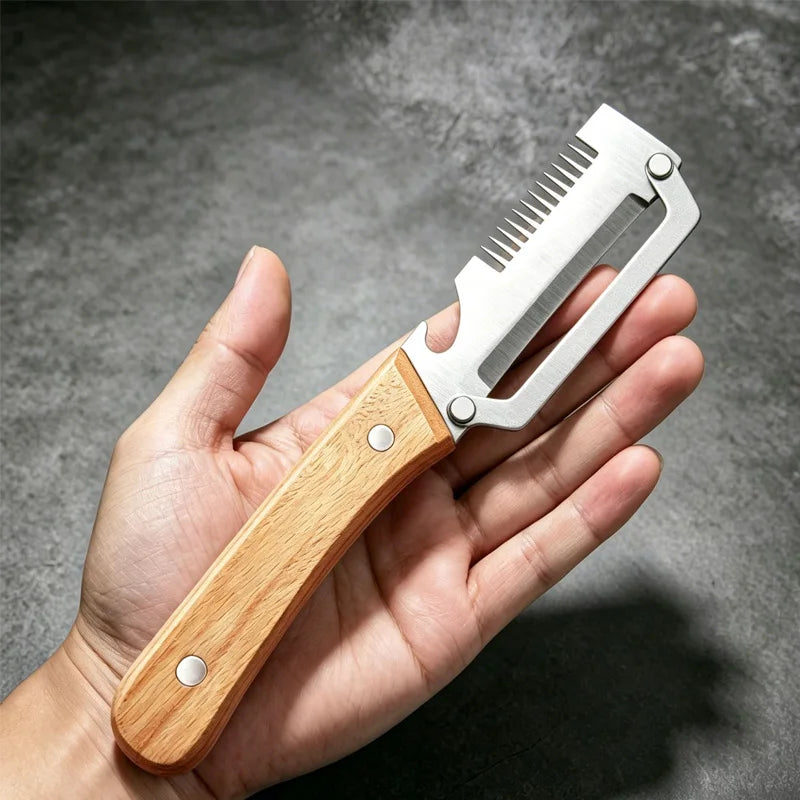 Stainless Steel Vegetable Peeler With Wooden Ergonomic Handle
