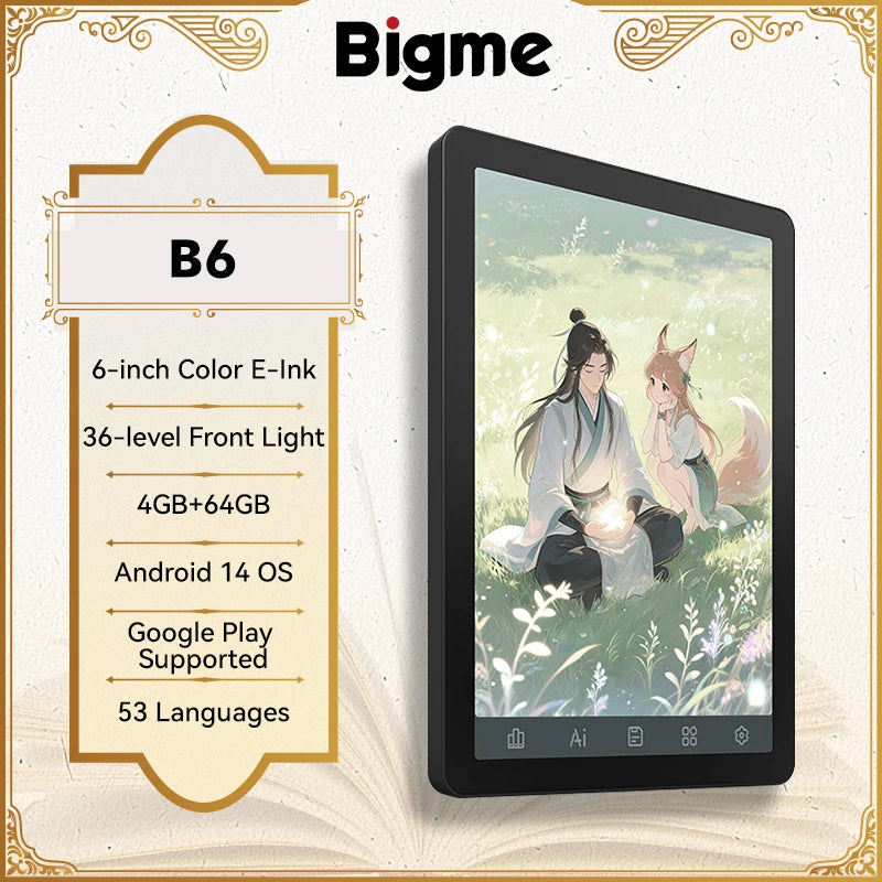 Bigme B6 6 Inch Color E-Ink Front Light Ebook Reader