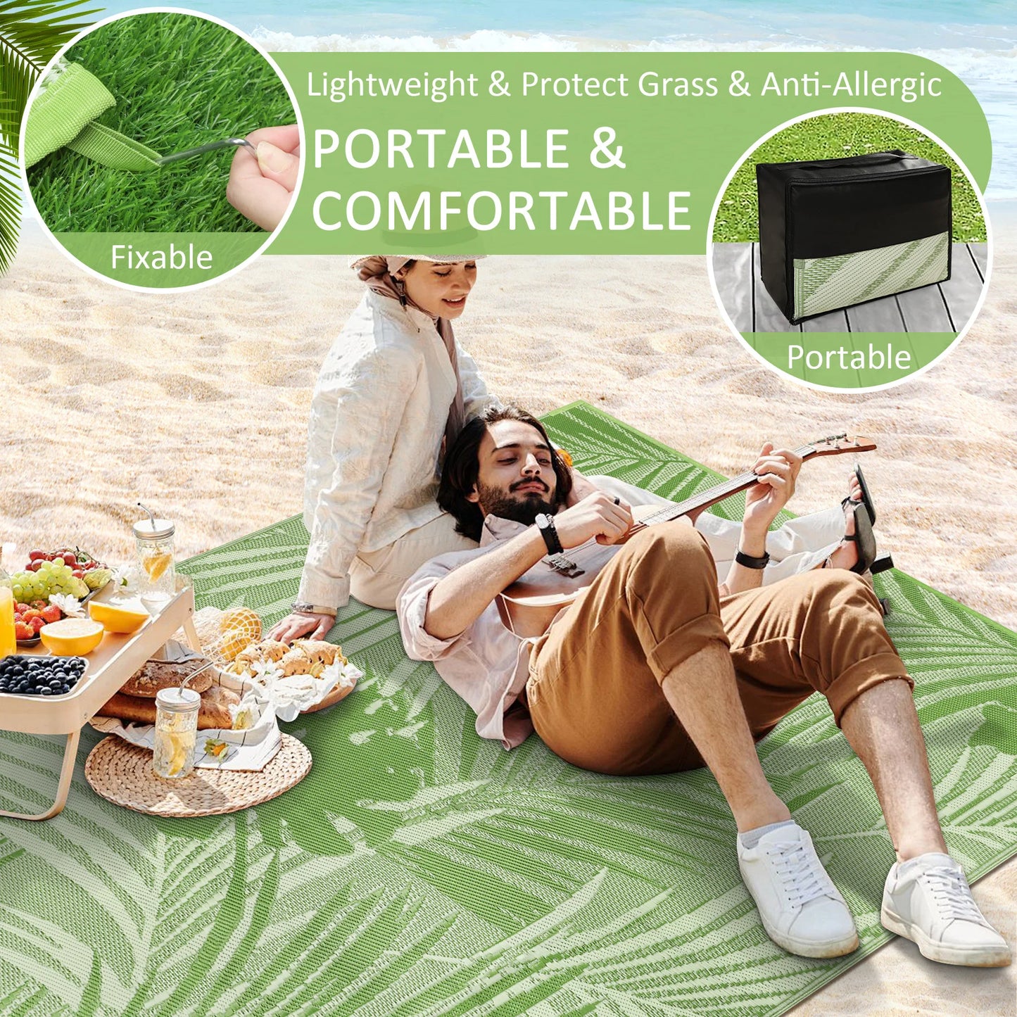 Outdoor Waterproof Rug Recycled Plastic Straw Patio