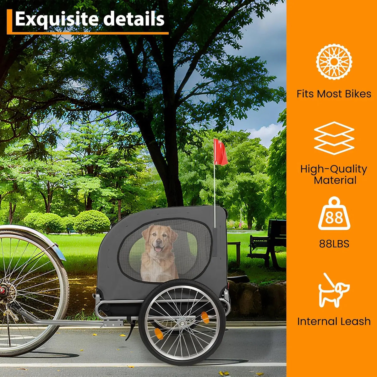 HiMISS Dog Bike Trailer Jogging Stroller Collapsible Ventilated Waterproof