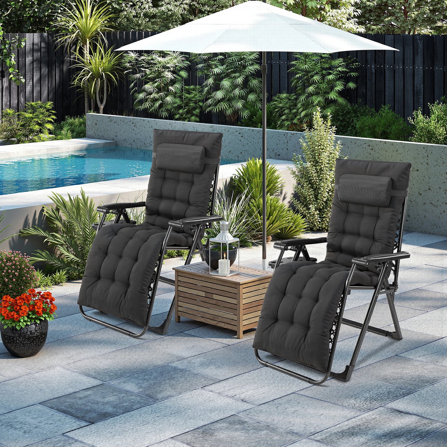 JHK Zero Gravity Folding Outdoor Patio Recliner With Cup Holders