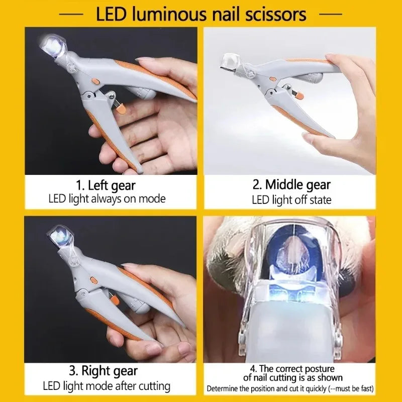 Pet Led Nail Clipper With Amplification Function For Dogs And Cats