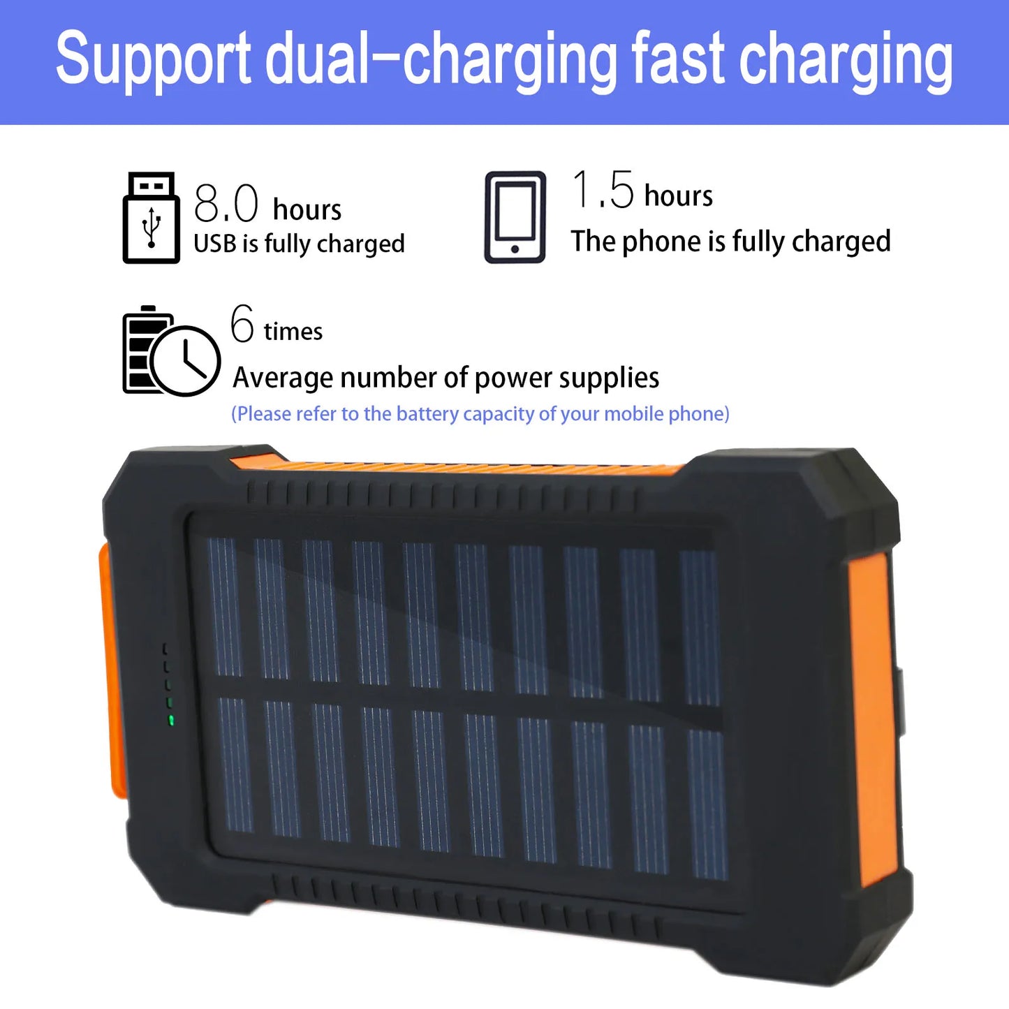 26800mAh Solar Power Bank With Wireless PD18W Fast Charging Waterproof Flashlight