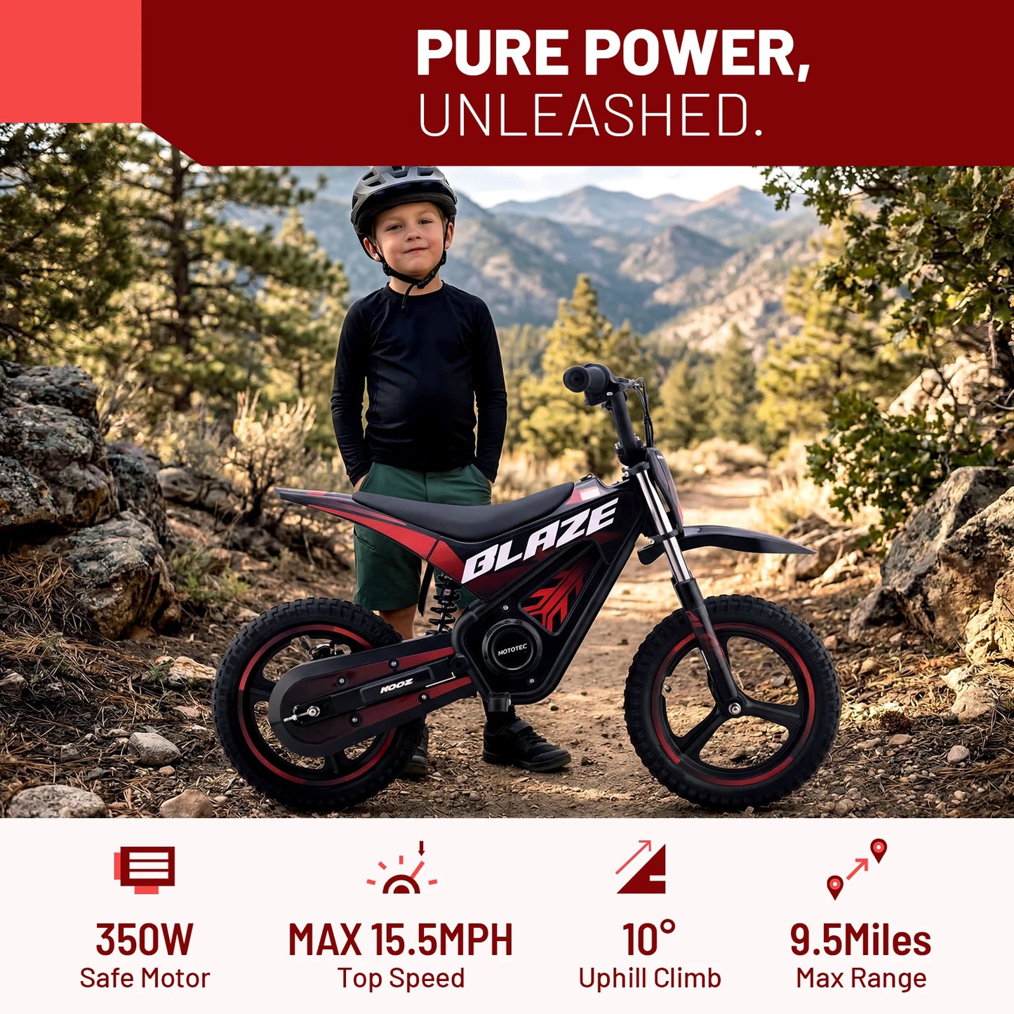 KOOZ HP01E 36V 350W Electric Dirt Bike Kids Two Speed