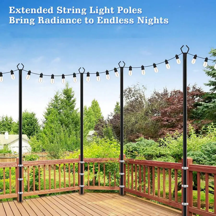 Outdoor String Light Poles With Fence Brackets For Patios