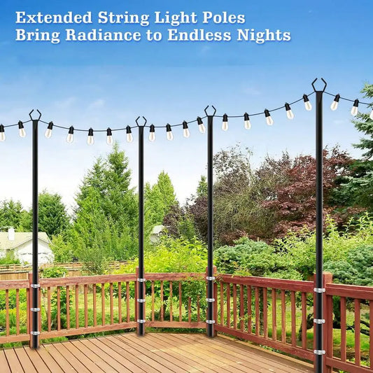 Outdoor String Light Poles With Fence Brackets For Patios