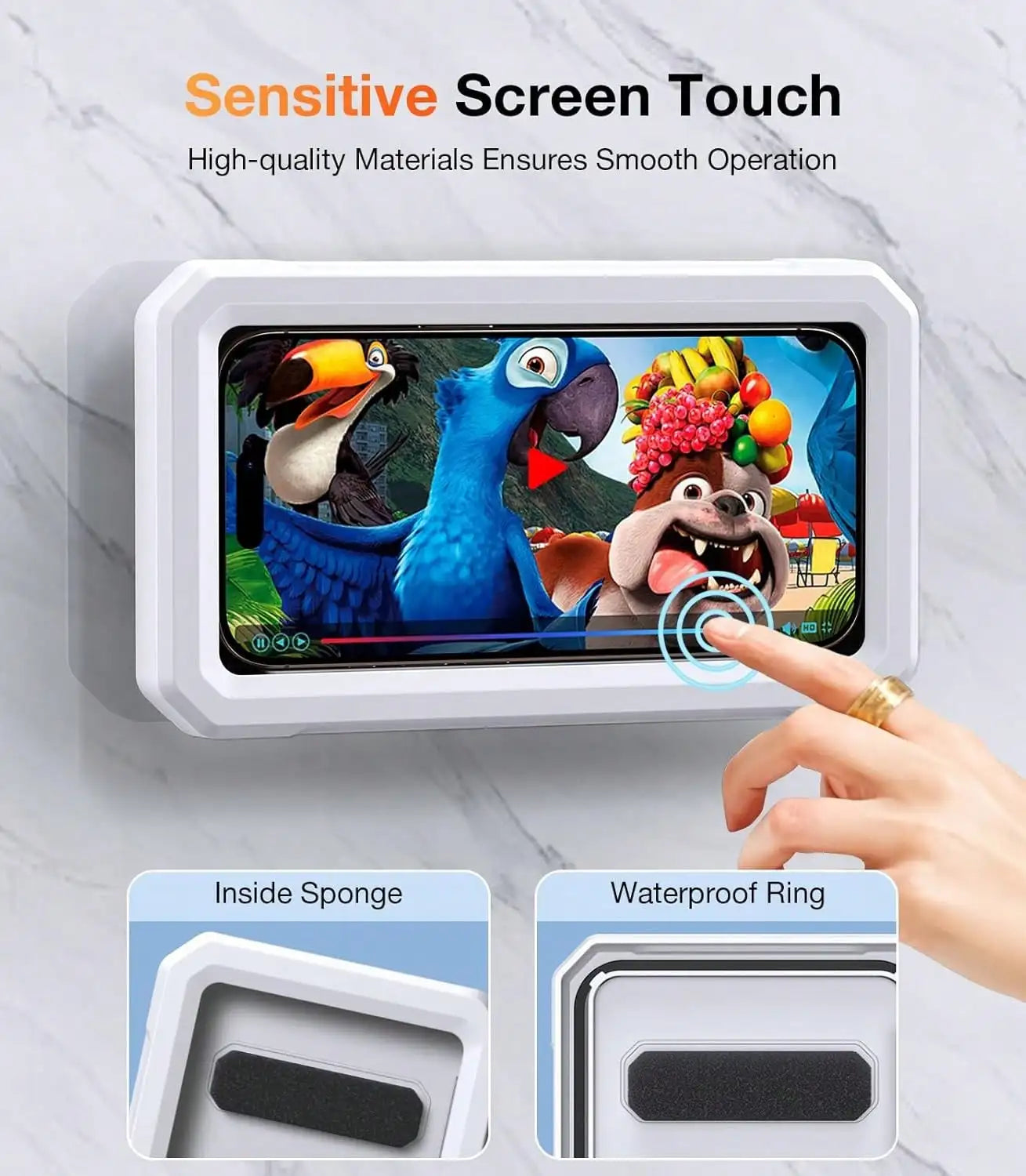 Waterproof Shower Phone Holder With 360 Degree Adjustable Wall Mount
