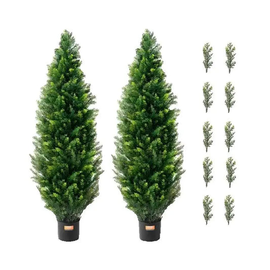 SucceBuy Artificial Cedar Topiary Evergreen Tree For Home Decor