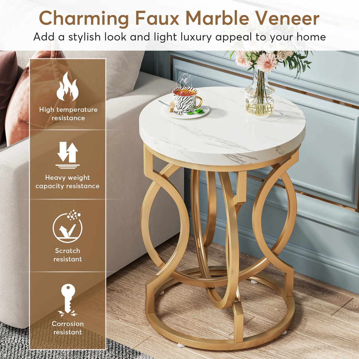 Tribesigns Modern Round End Table With O-Shaped Base