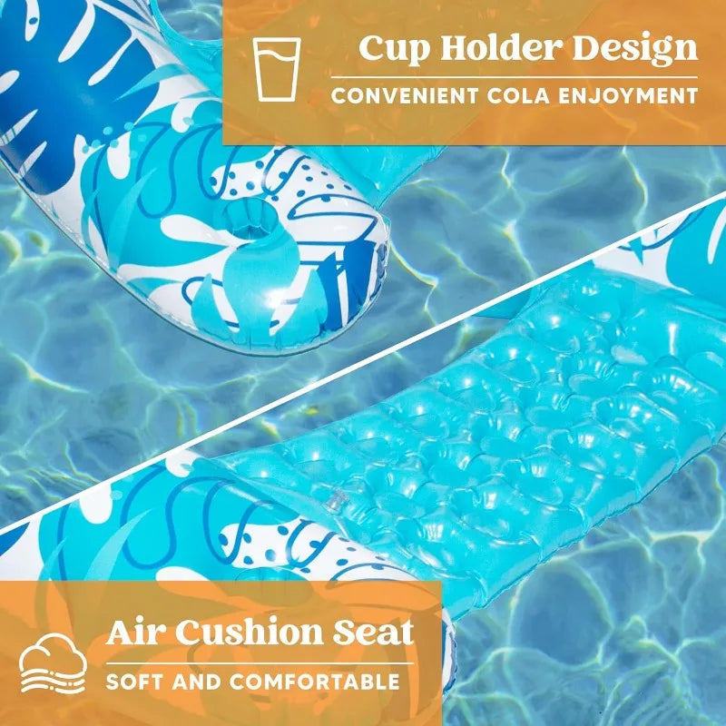 2 Pack Inflatable Pool Chairs Floats Hammock Noodle For Summer Water Fun