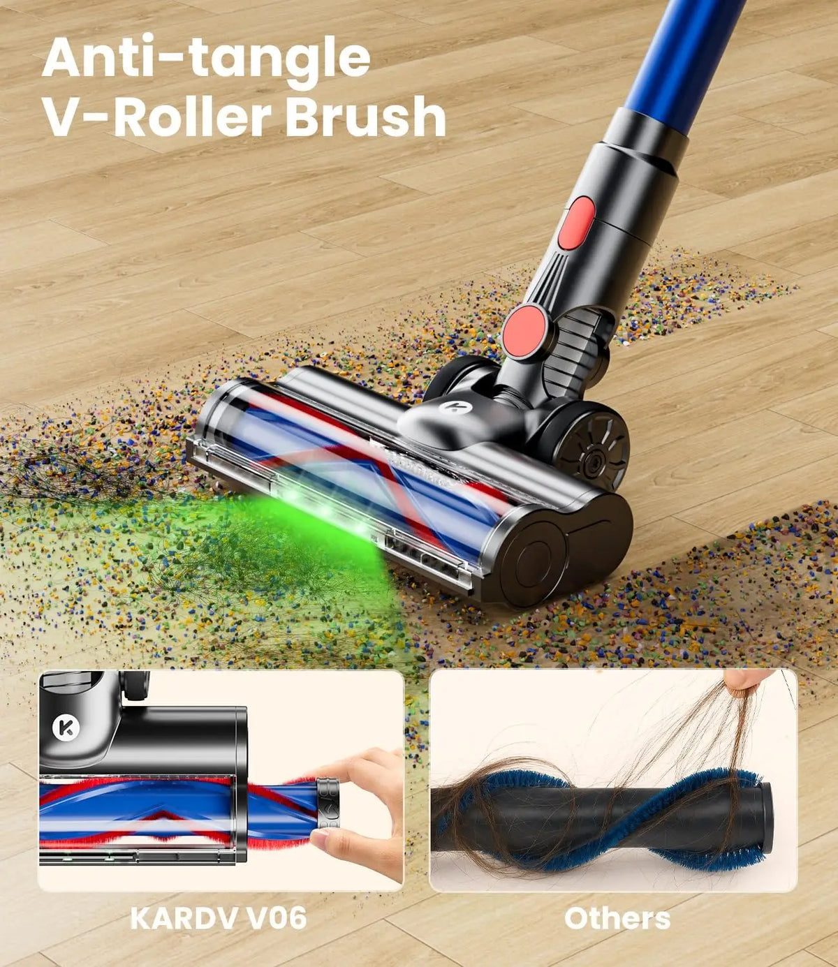 Cordless Stick Vacuum Cleaner LED Display Anti Tangle Wall Mount