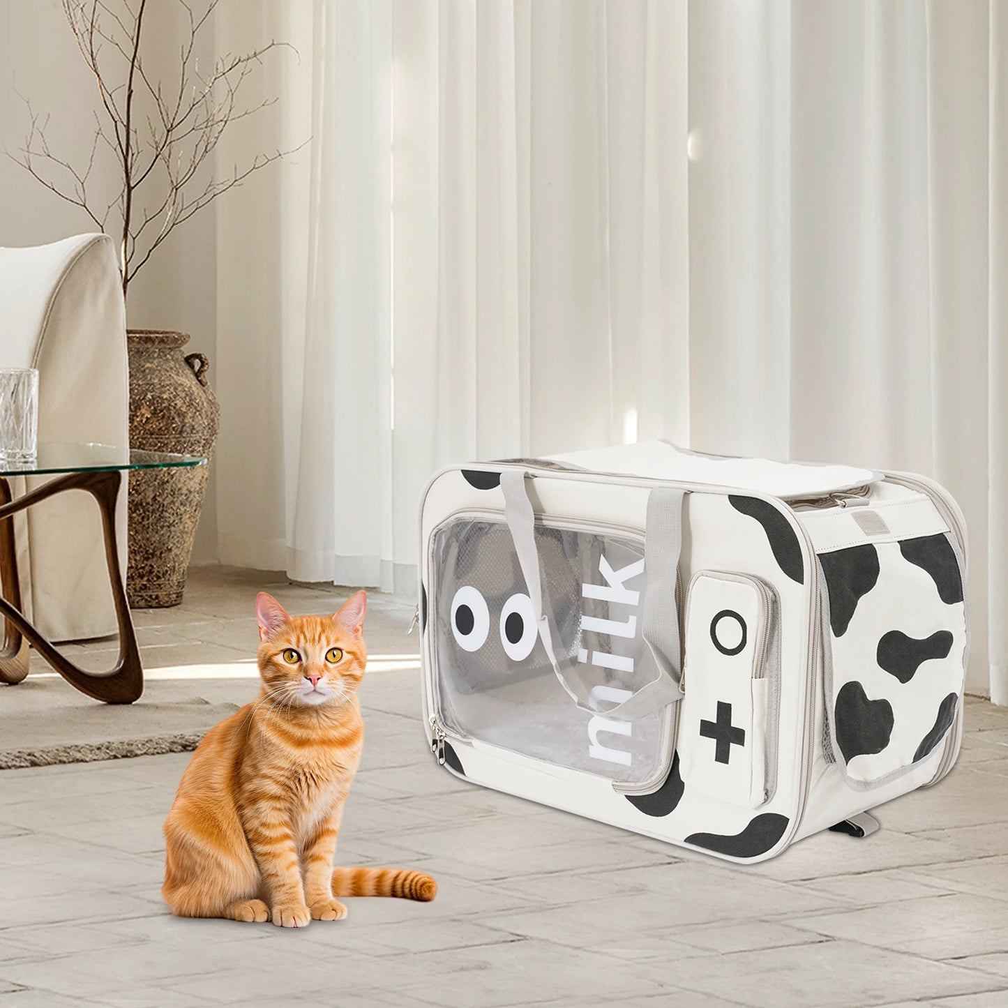 Collapsible Pet Backpack Carrier With Safety Harness For Cats
