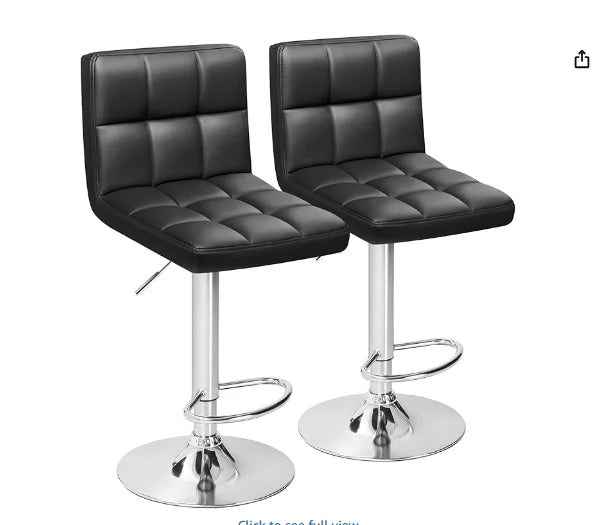 Furmax Modern Swivel Adjustable PU Leather Bar Stools Set of Two