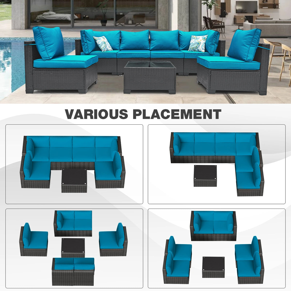 Outdoor Wicker Patio Conversation Furniture Set For Backyard