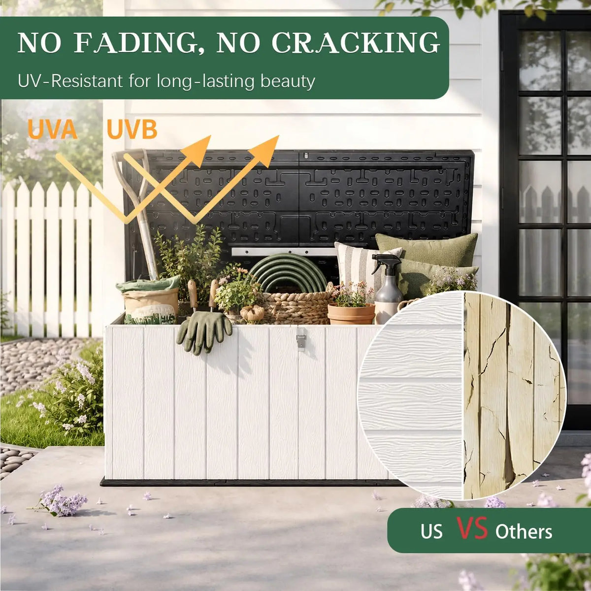 Outdoor Resin Storage Shed Waterproof Cabinet With Smooth Opening Lid