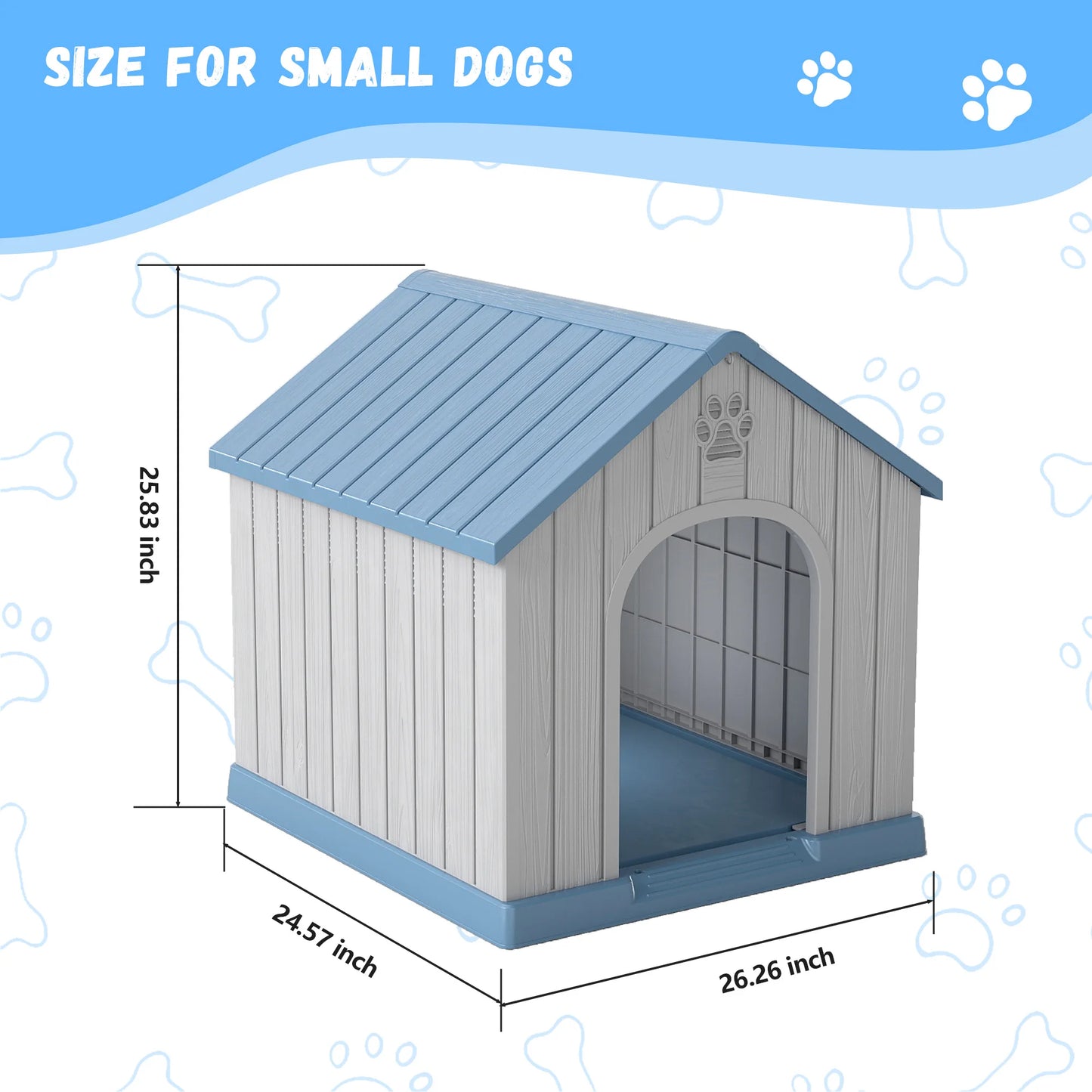 Small Basic Plastic Weatherproof Dog House For Indoor Outdoor Use