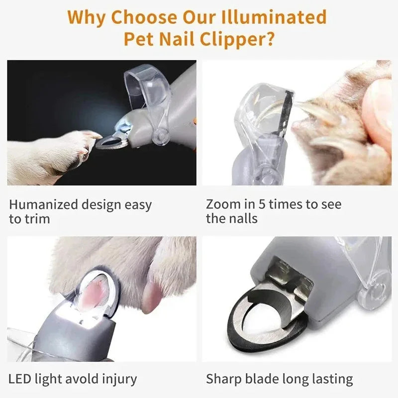 Pet Led Nail Clipper With Amplification Function For Dogs And Cats