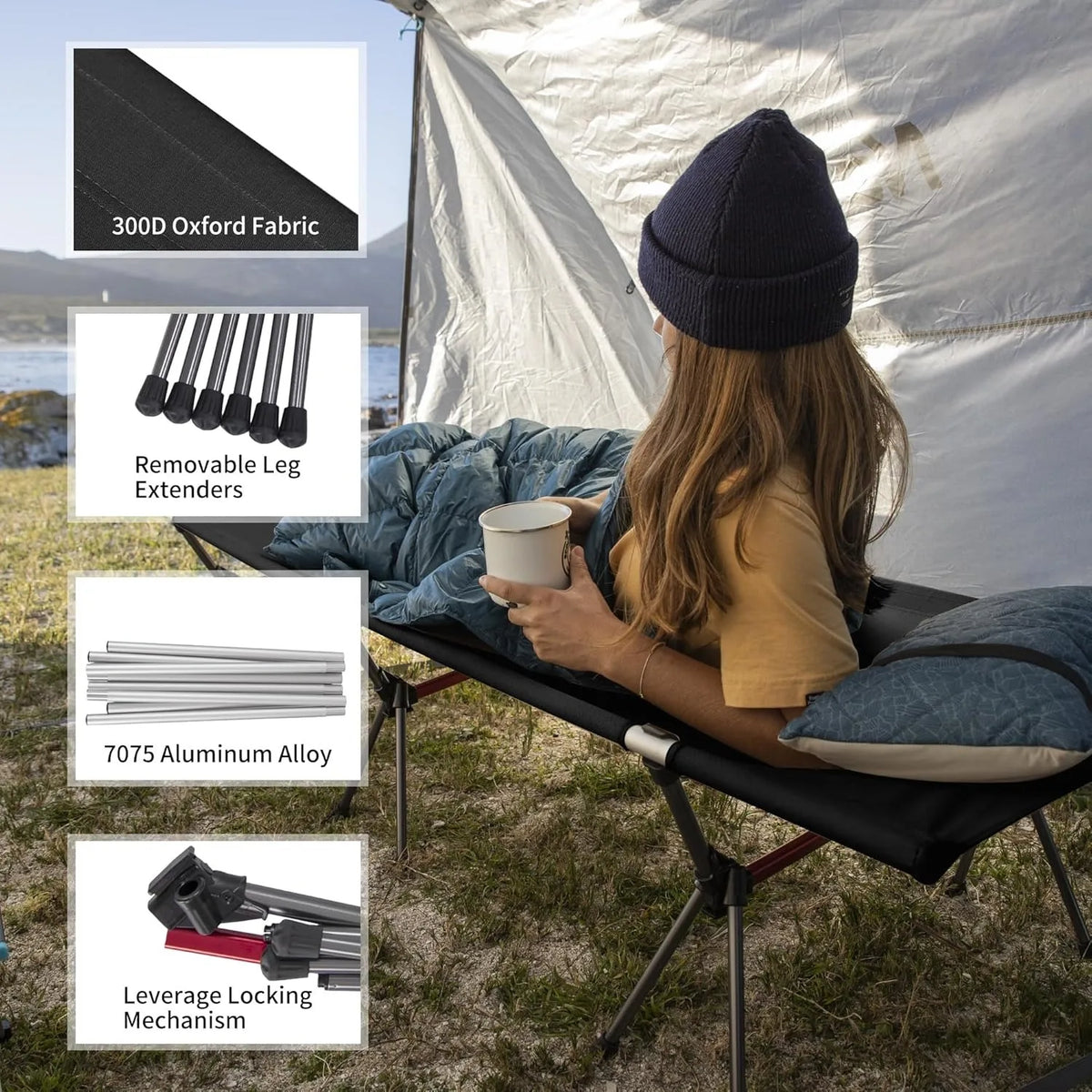 Naturehike Adjustable Folding Camping Cot For Outdoor Travel