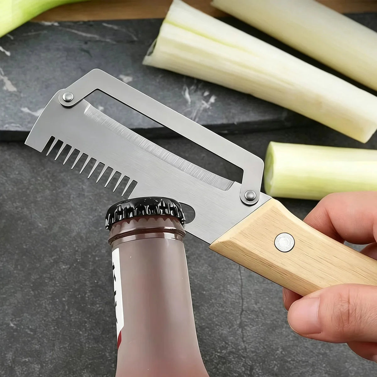 Stainless Steel Vegetable Peeler With Wooden Ergonomic Handle