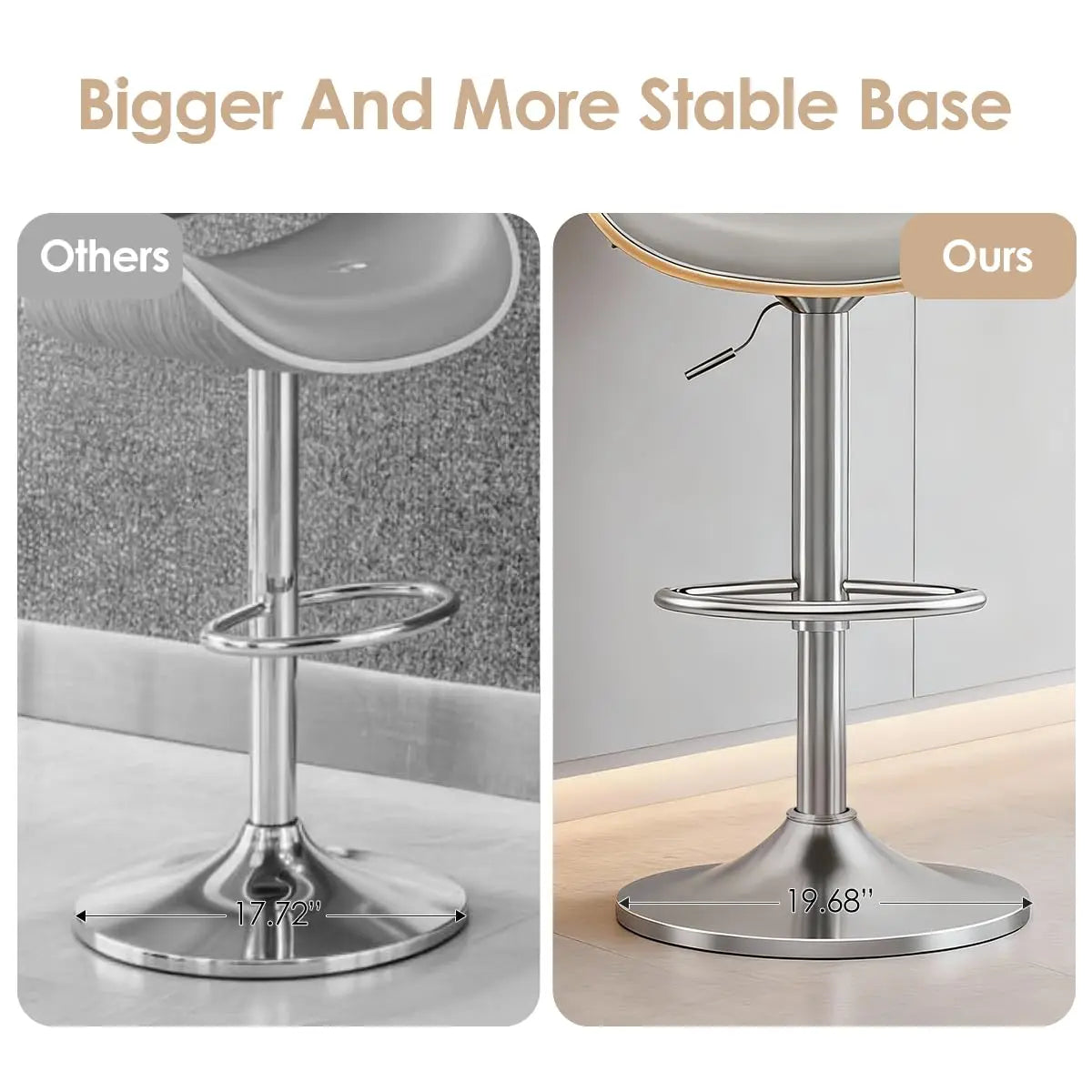 GUANGBAI Adjustable Swivel Bar Stool With Back And Leather Seat
