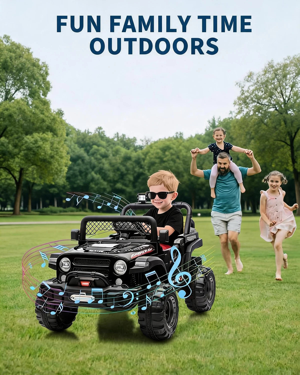 12V Kids Ride On Truck With Parent Remote, 2x550W Motors, 3 Speeds, Spring Suspension, Bluetooth Music, LED Lights Ages 2-8
