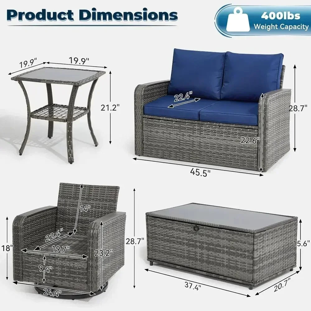 Modern Outdoor Wicker Patio Furniture Set With Swivel Chairs