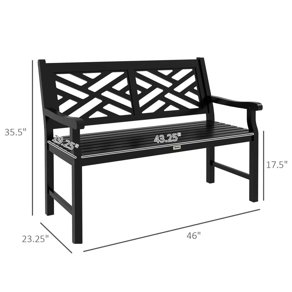 Outsunny Outdoor Garden Bench With Slatted Seat And Backrest
