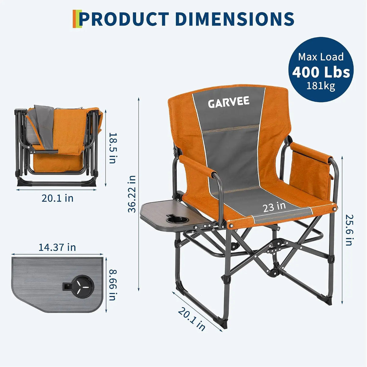 Tacleekii Oversized Folding Camping Chair With Side Table And Pocket