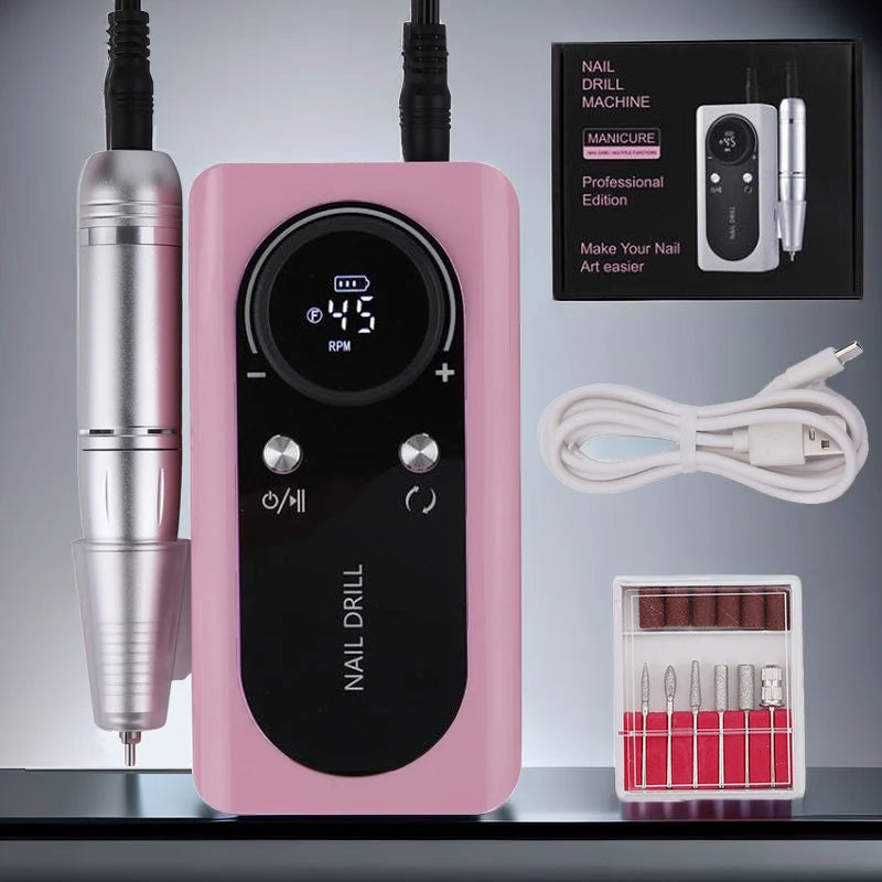 Rechargeable USB Nail Drill Low Noise Manicure Sander Kit
