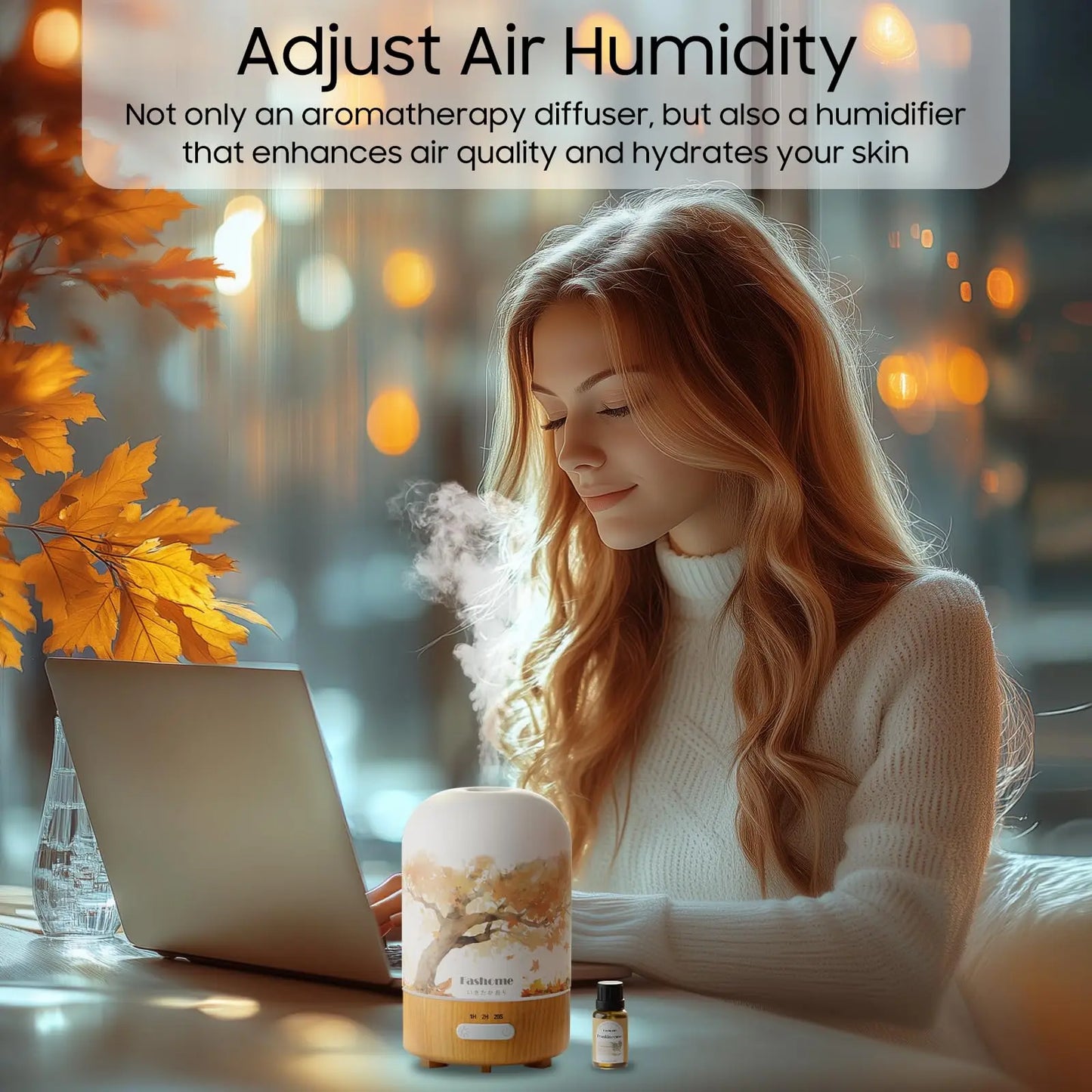 Fashome Essential Oil Diffuser Hand Blown Glass Auto Shut Off