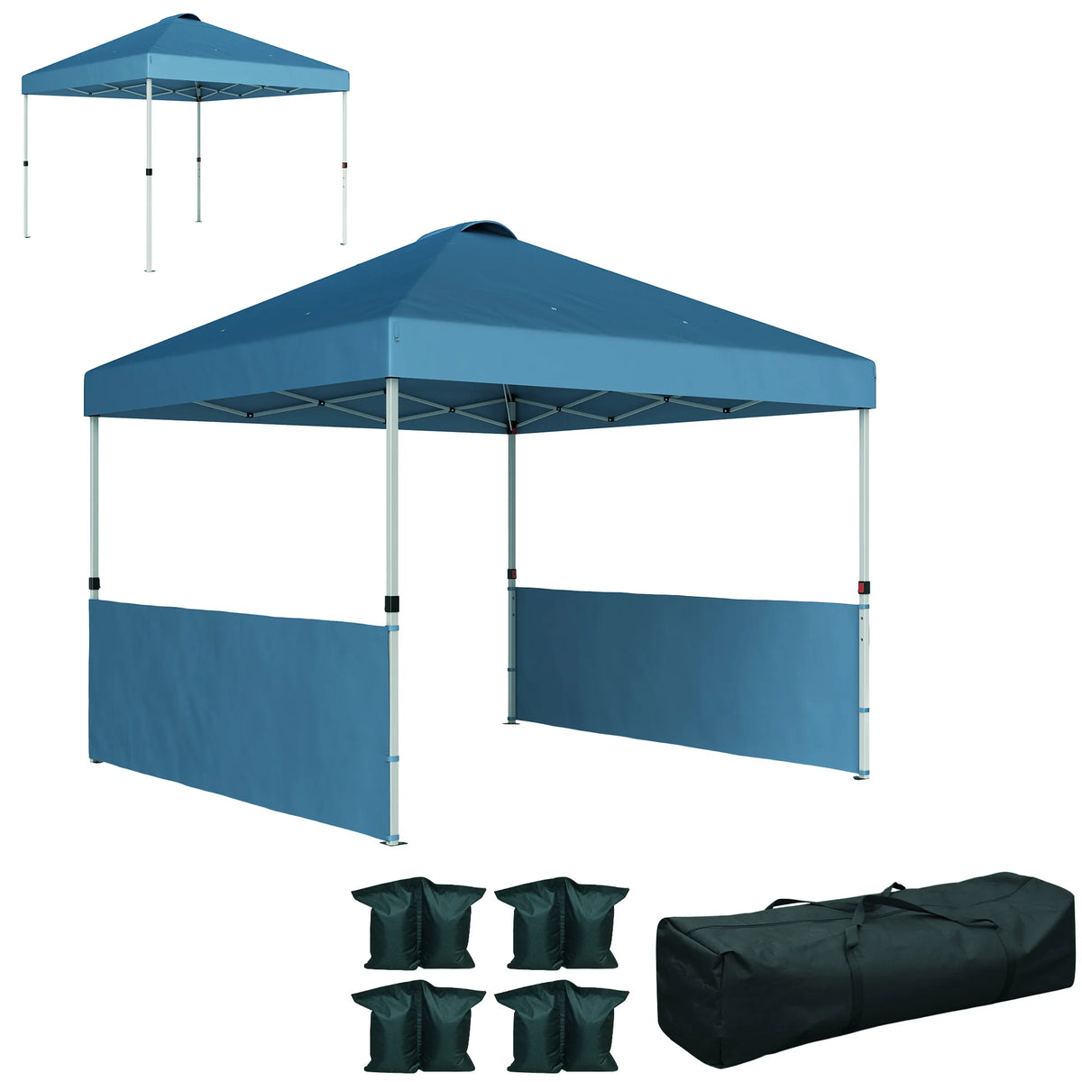 Pop Up Outdoor Gazebo Canopy Tent With Half Sidewalls