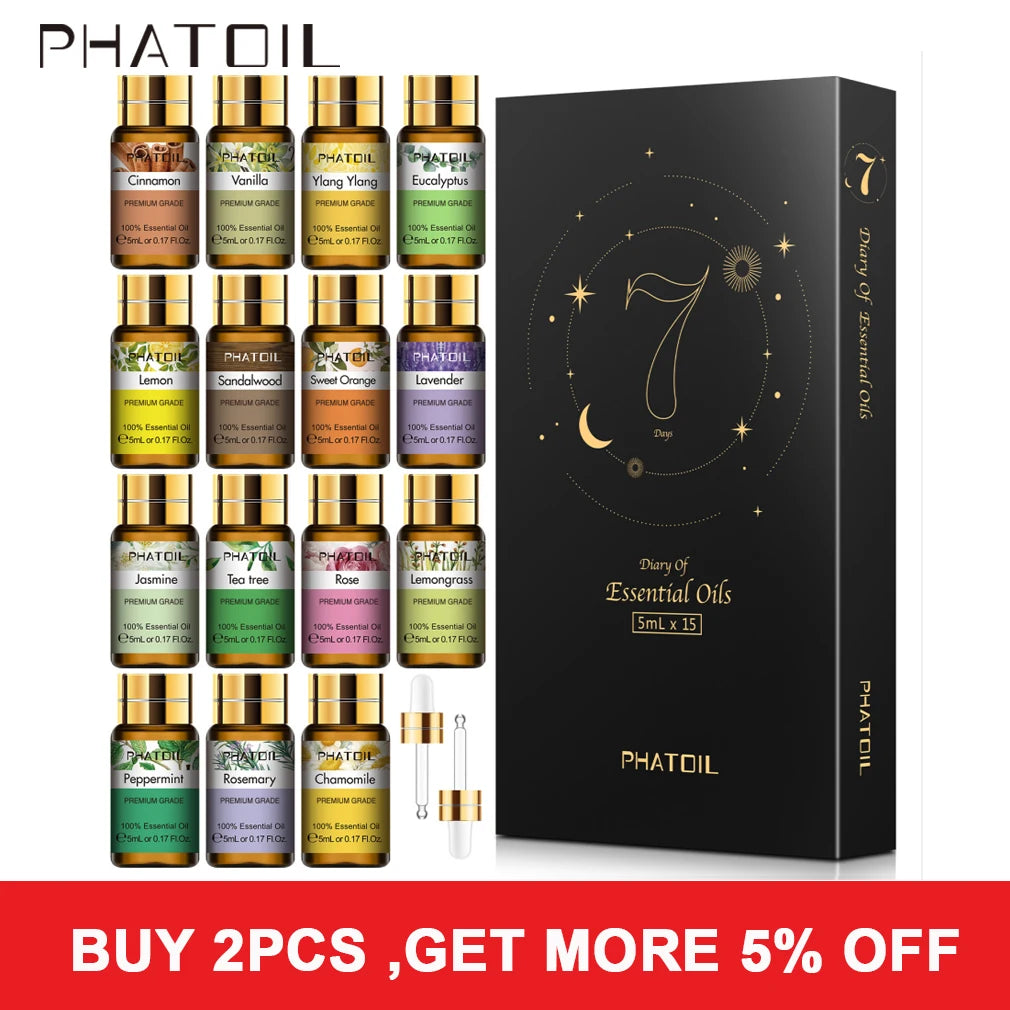 PHATOIL Pure Essential Oils Gift Set 15 Pack For Diffuser