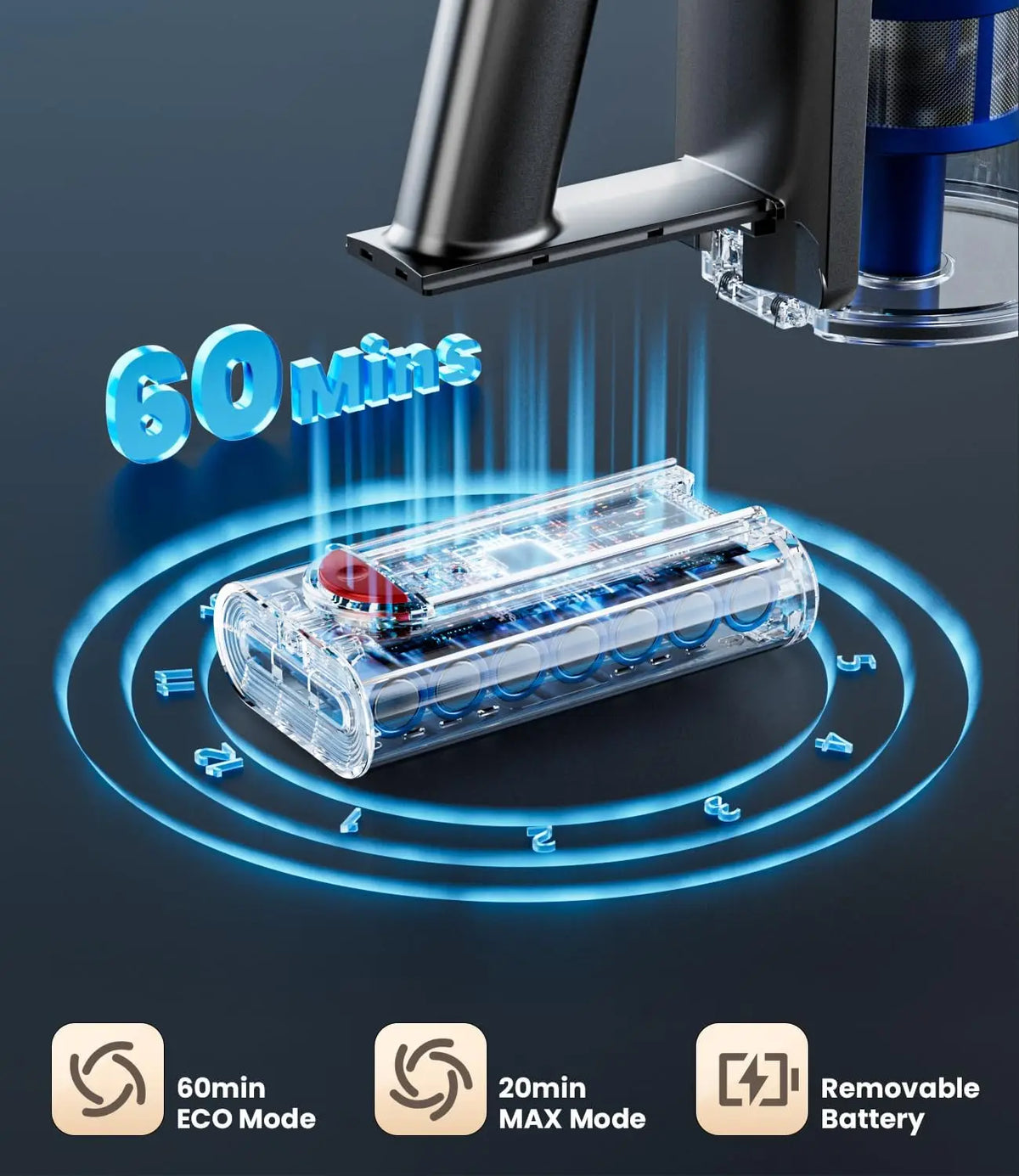 Cordless Stick Vacuum Cleaner LED Display Anti Tangle Wall Mount