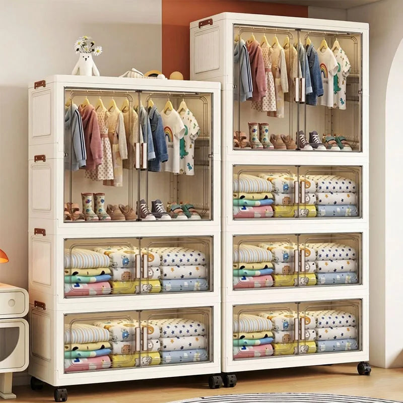 Dustproof Foldable Plastic Storage Wardrobe Cabinet Organizer