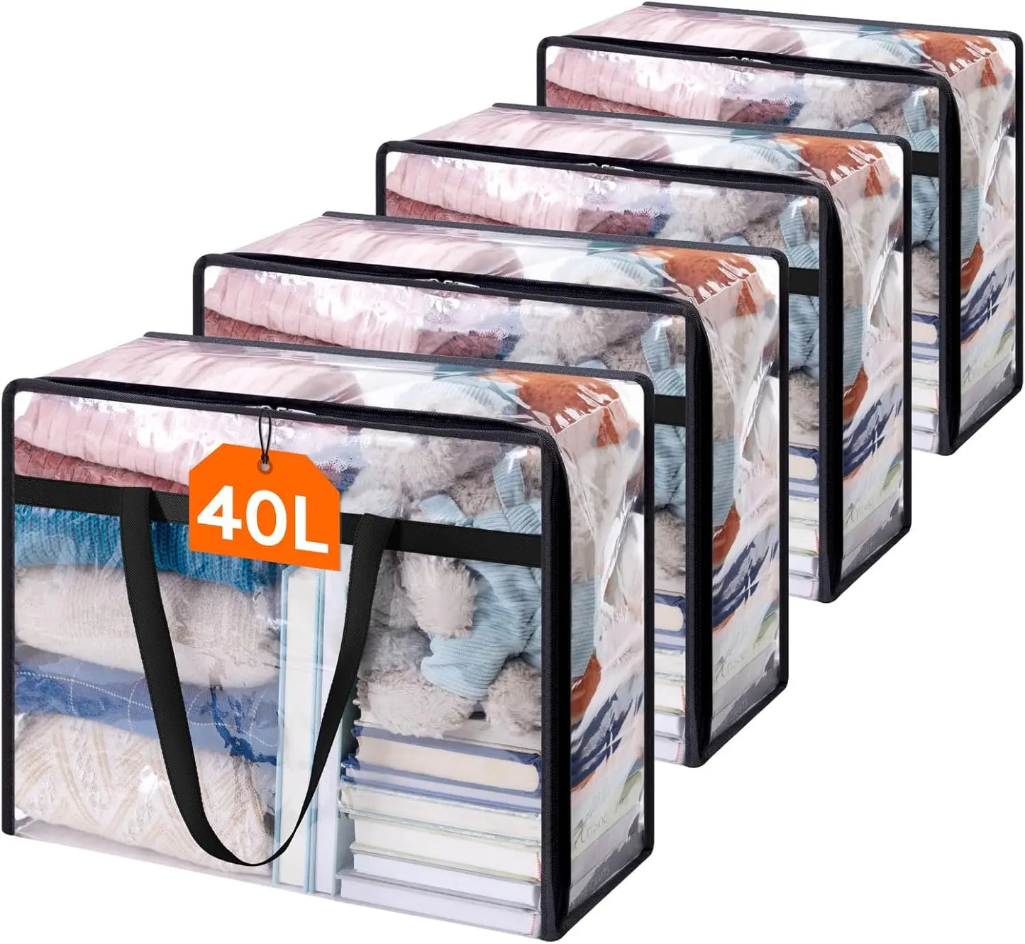 Clear 4 Pack Clothes Storage Bags With Zipper For Bedding
