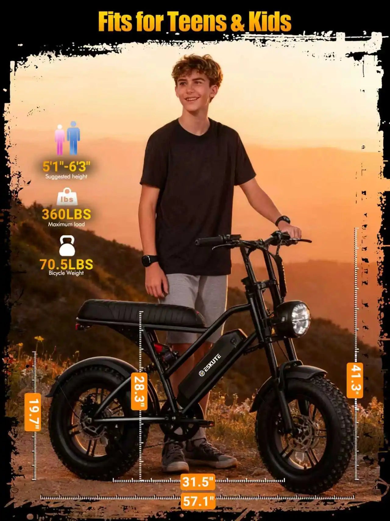 Eskute V100 Electric Dirt Bike With 1500W Peak Power And Dual Suspension