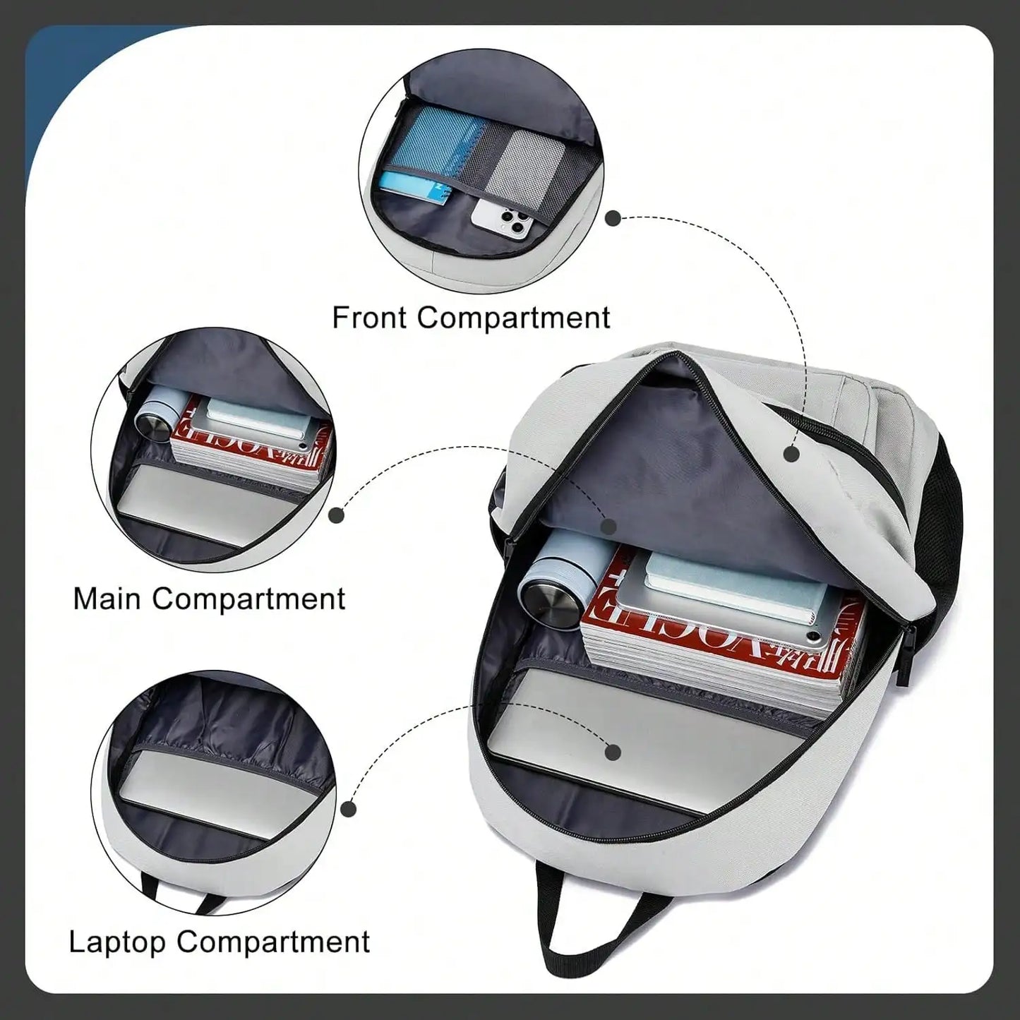Unisex Cotton Backpack With Laptop Compartment And Bottle Holder