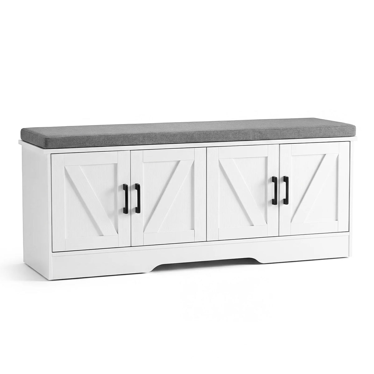 JHK Storage Bench Shoe Organizer With Padded Seat And Doors