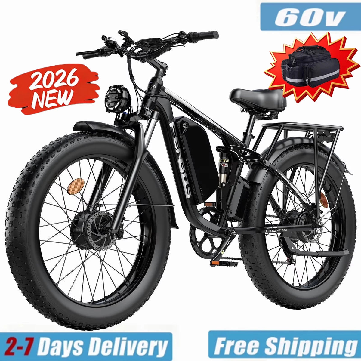 FENGQS Q8Plus Dual Motor Electric Bike Full Suspension UL Certification