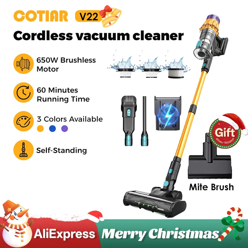 COTIAR V22 Cordless Vacuum Cleaner 650W 55000Pa Handheld