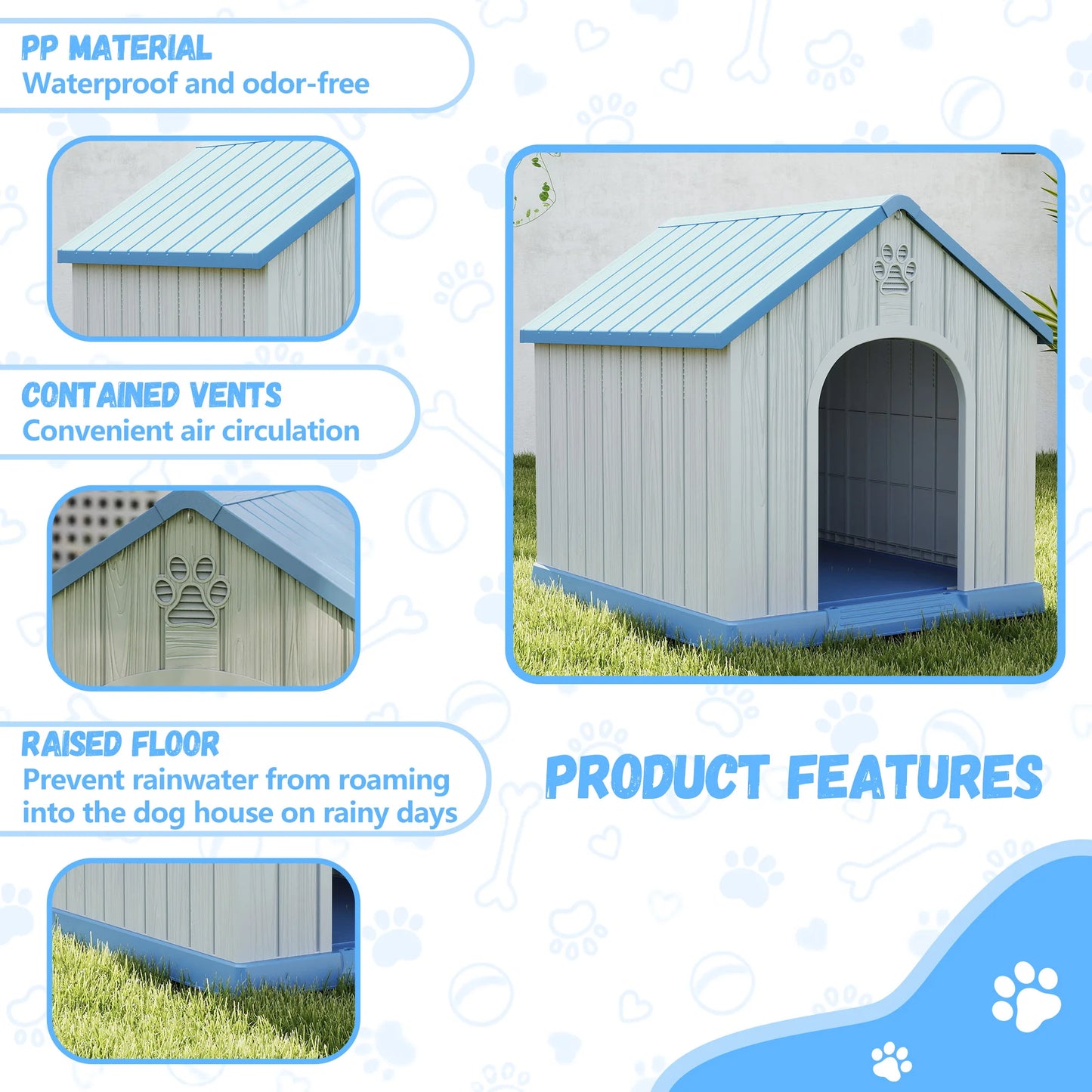 Small Basic Plastic Weatherproof Dog House For Indoor Outdoor Use