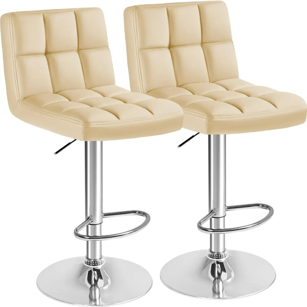 Furmax Modern Swivel Adjustable PU Leather Bar Stools Set of Two