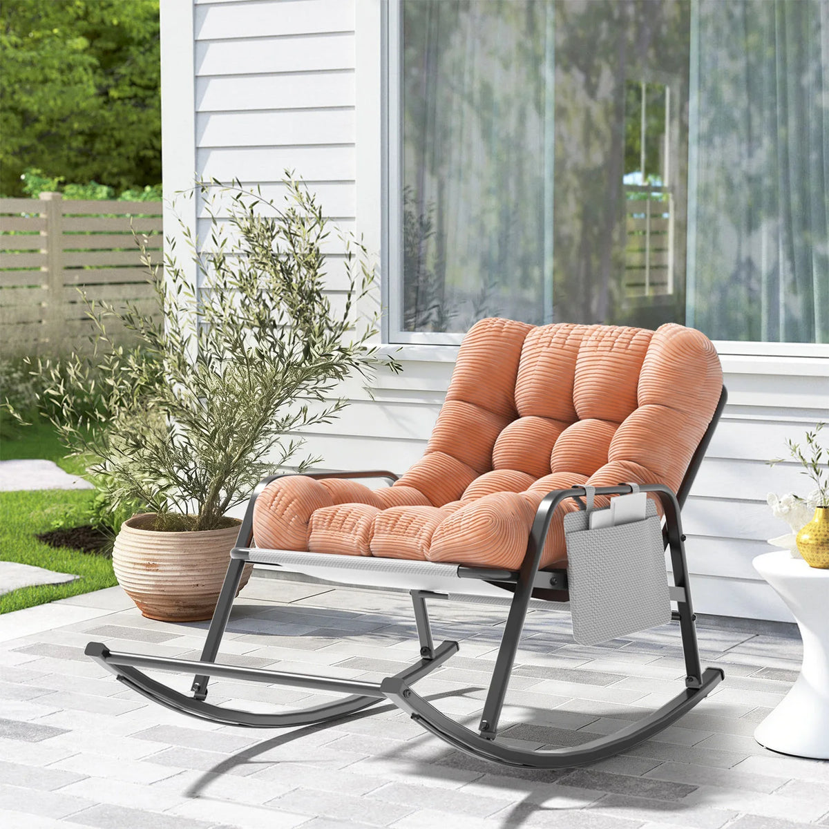 Avenvista Cushioned Outdoor Rocking Chair With Armrests And Footrest